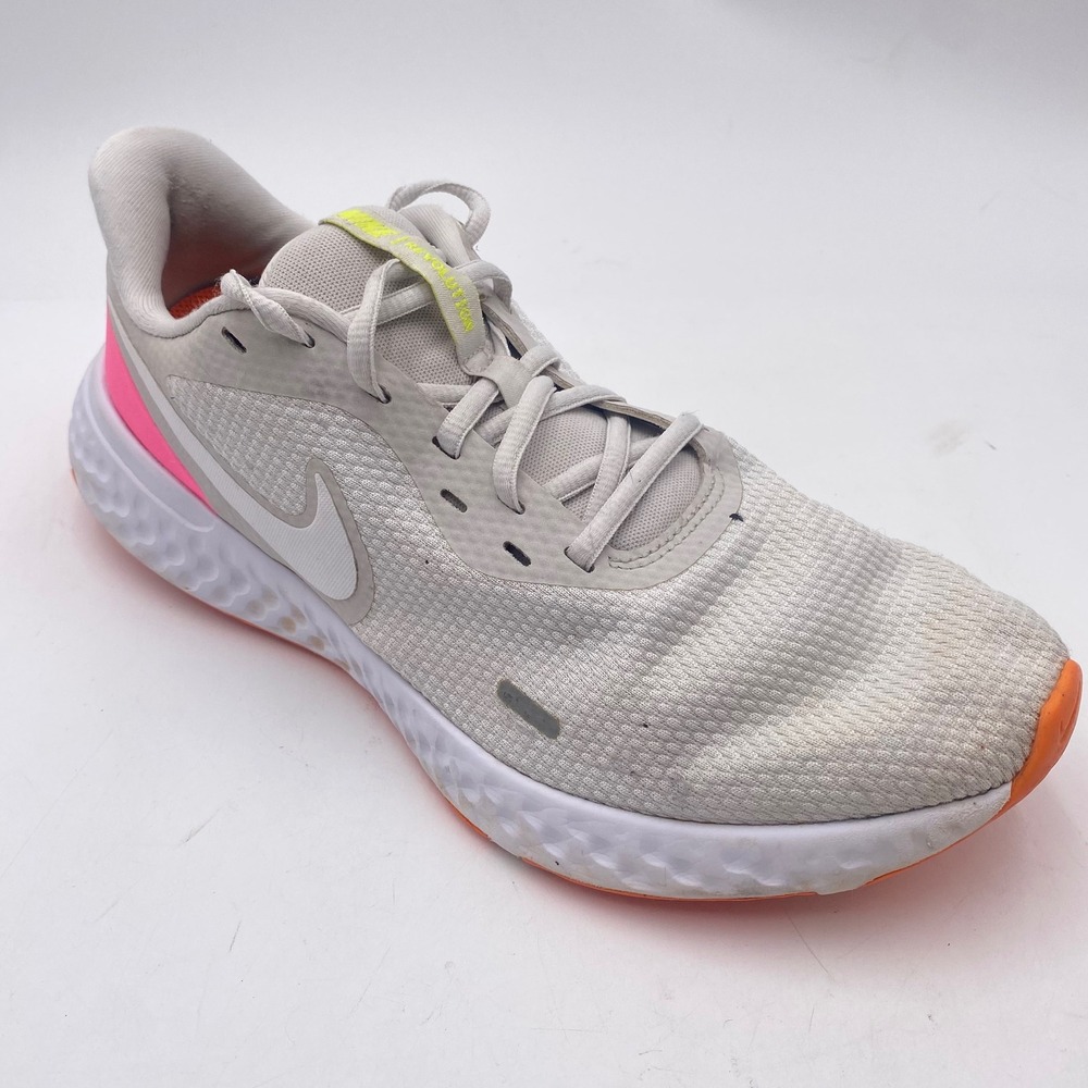 Nike Revolution 5 Running Shoes Womens 8.5 Grey Pink BQ3207-004 Lightweight Gym